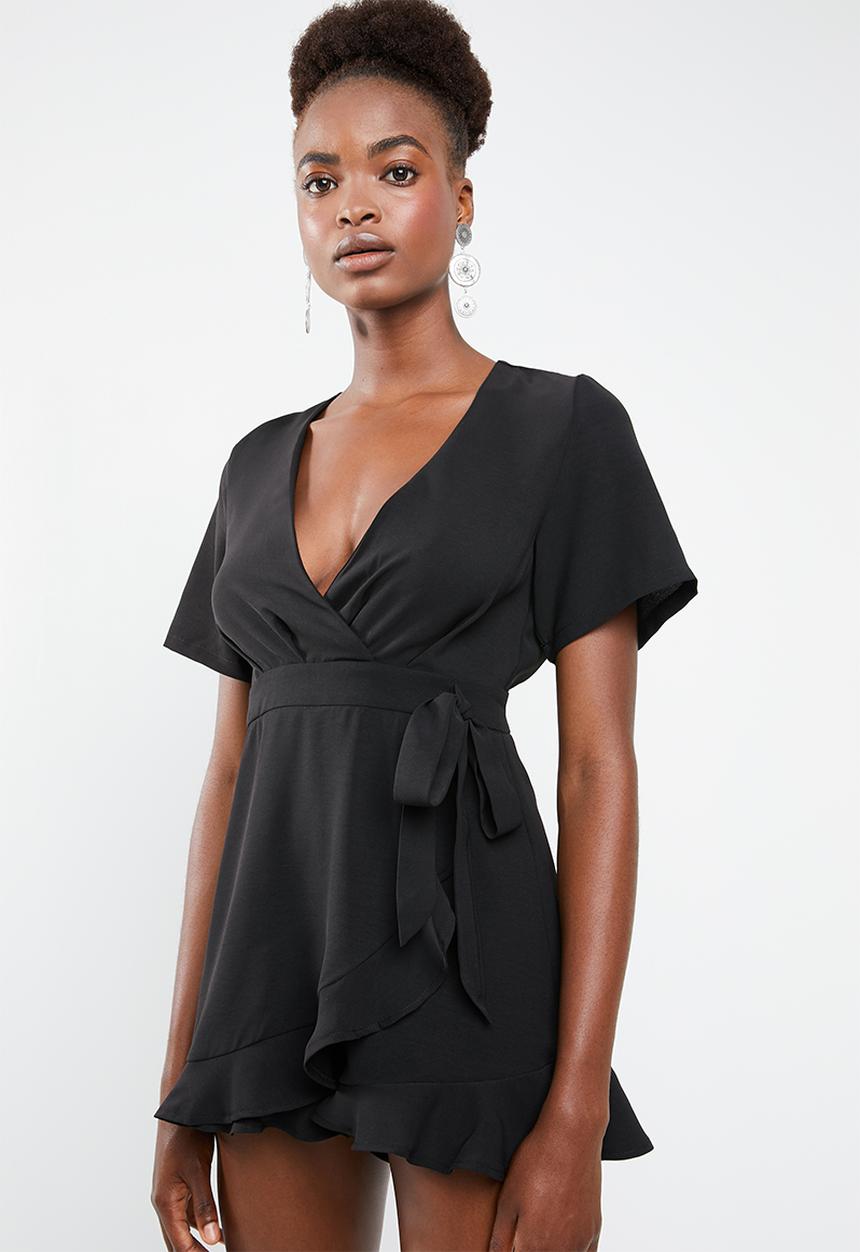 Missguided - Wrap over playsuit - black
