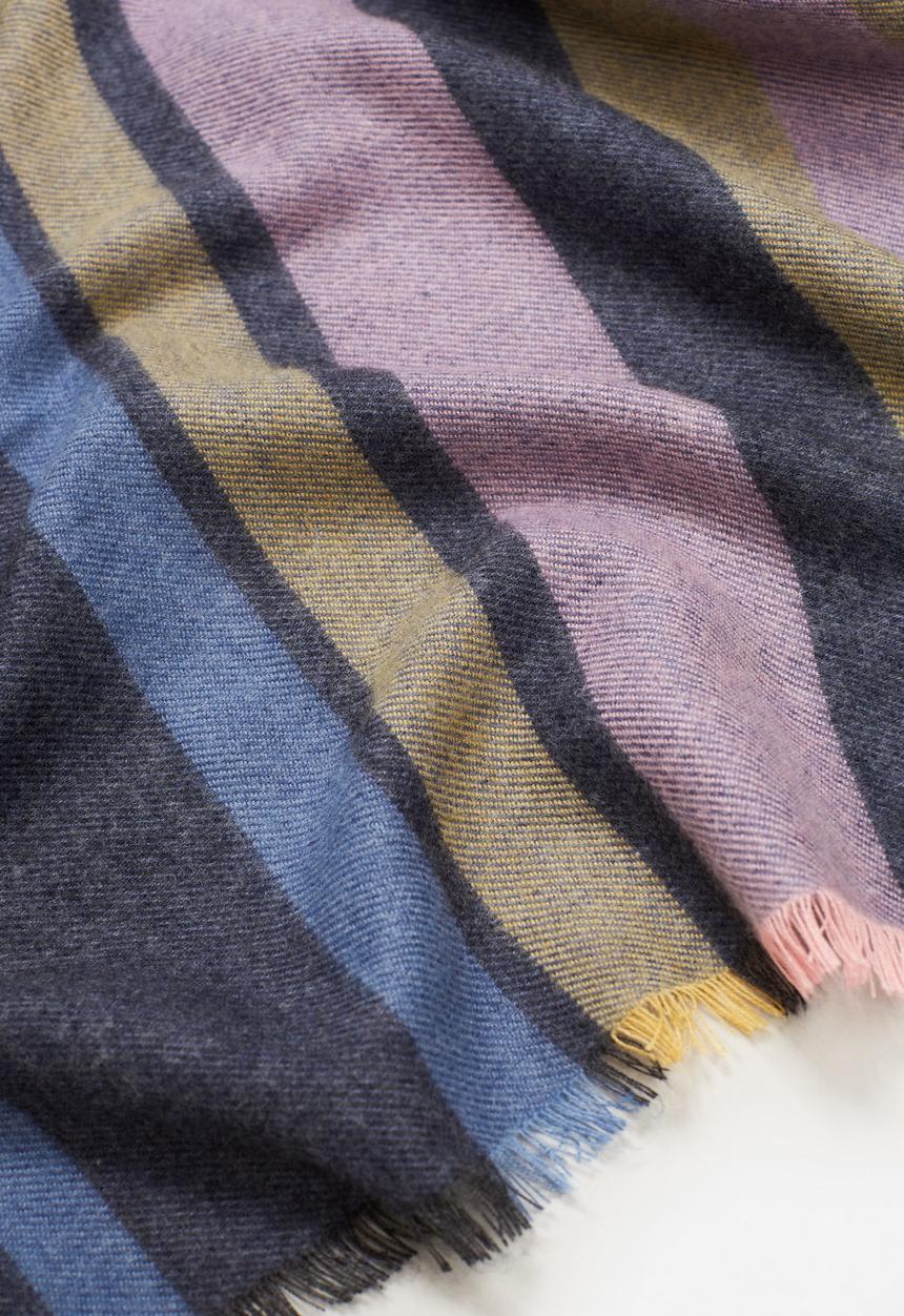 MANGO - Striped scarf - navy