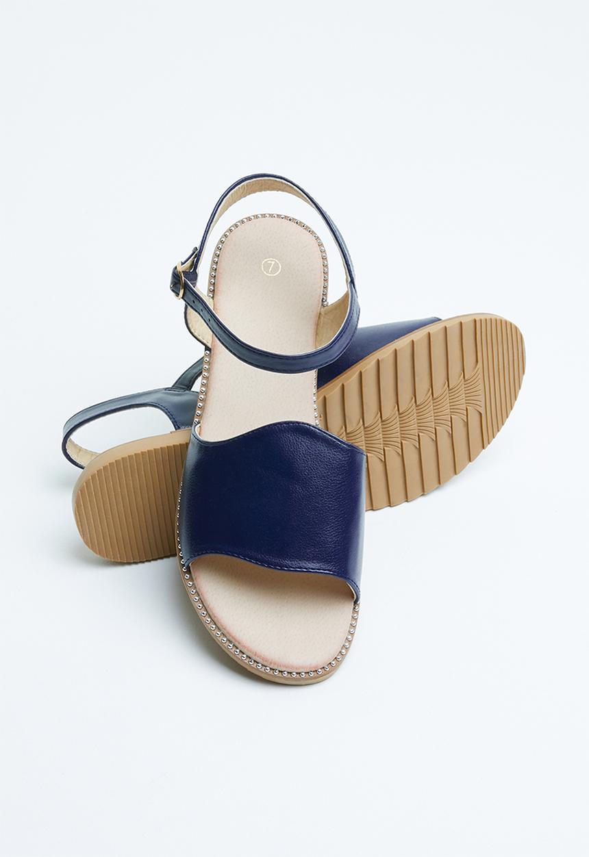 edit - Studded ankle strap sandals - navy