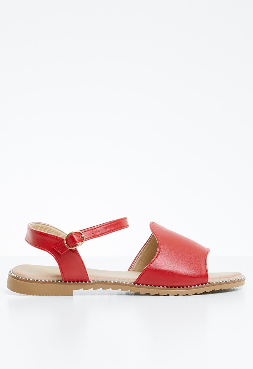 edit - Studded ankle strap sandals - red