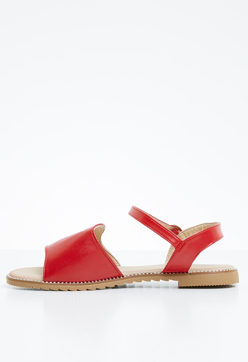 edit - Studded ankle strap sandals - red