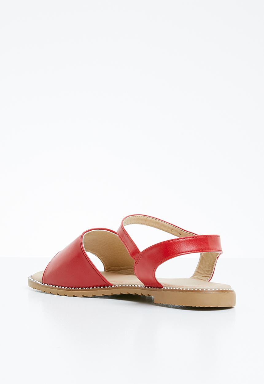 edit - Studded ankle strap sandals - red