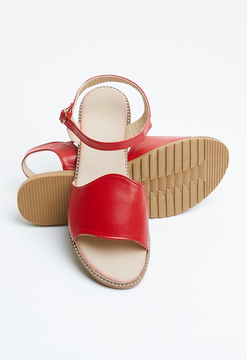 edit - Studded ankle strap sandals - red