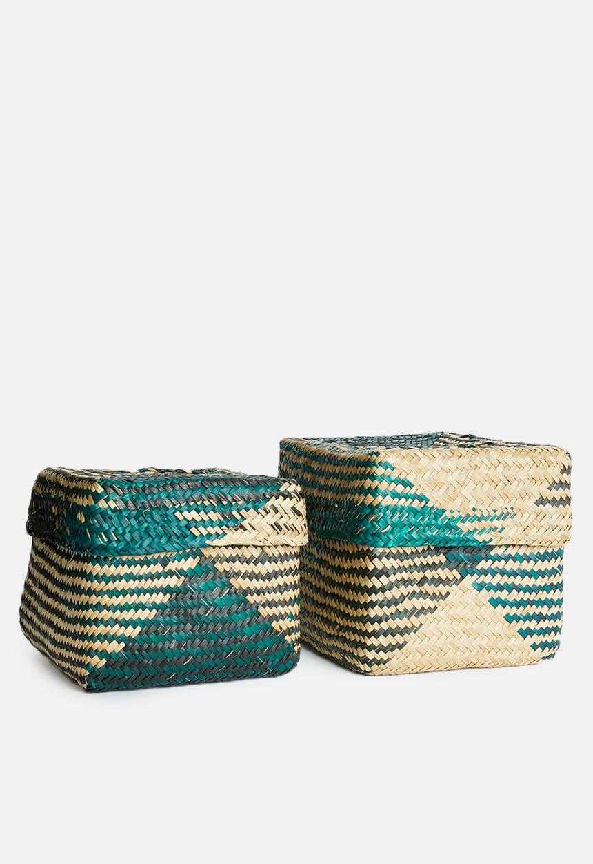 Sixth Floor - Delta storage basket set of 2 - green