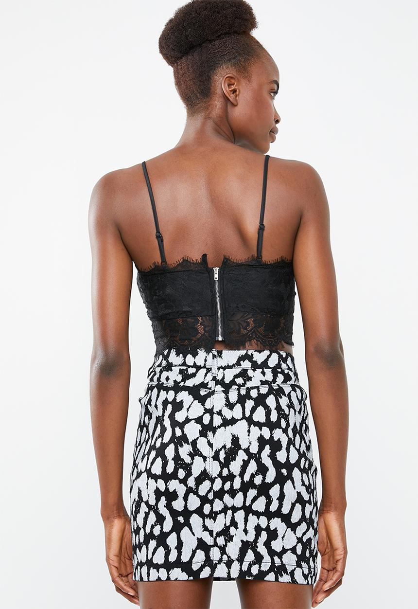 Missguided - Strappy straight necklace bralette - black