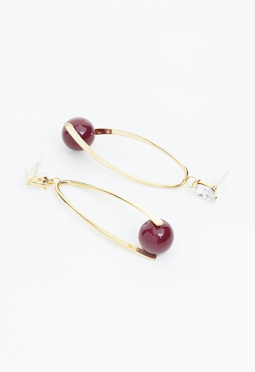 Superbalist - Keira infinity earrings - gold & red