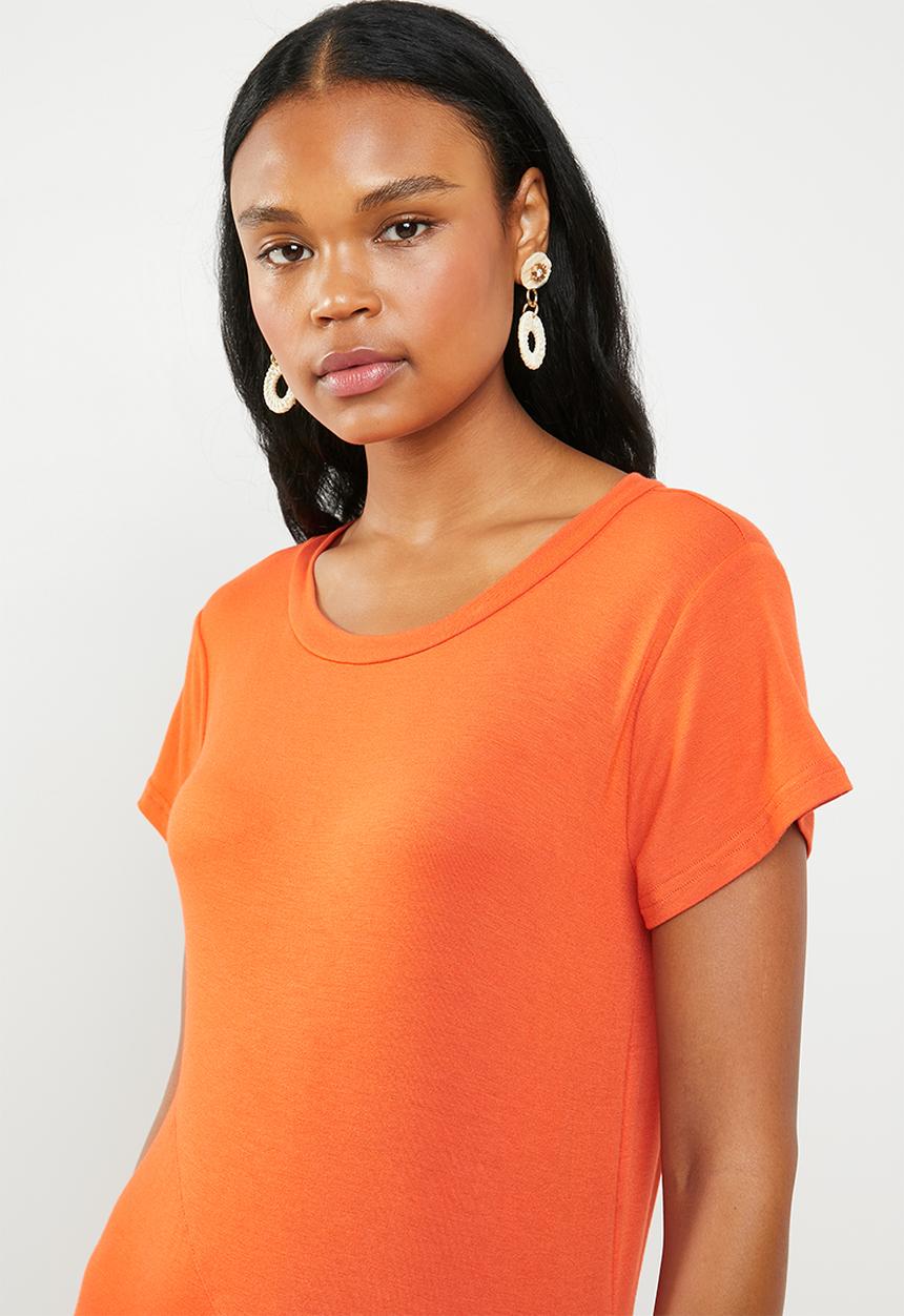edit - Asymmetric hemline dress - orange
