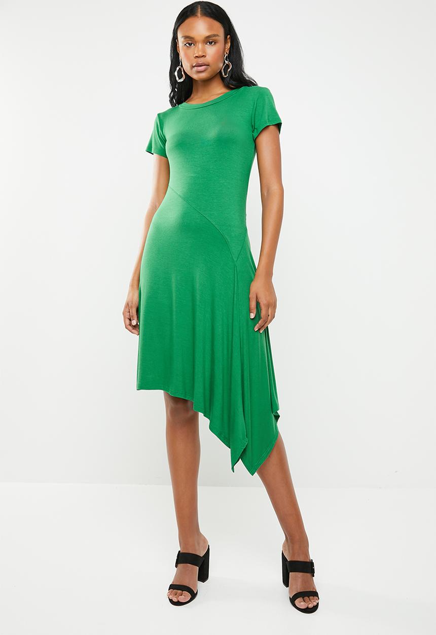 edit - Asymmetric hemline dress - green