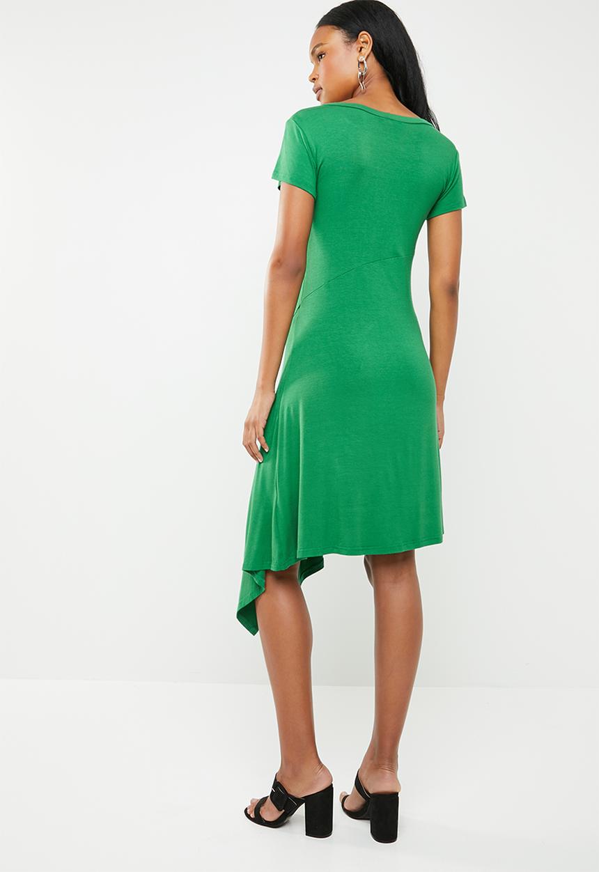 edit - Asymmetric hemline dress - green