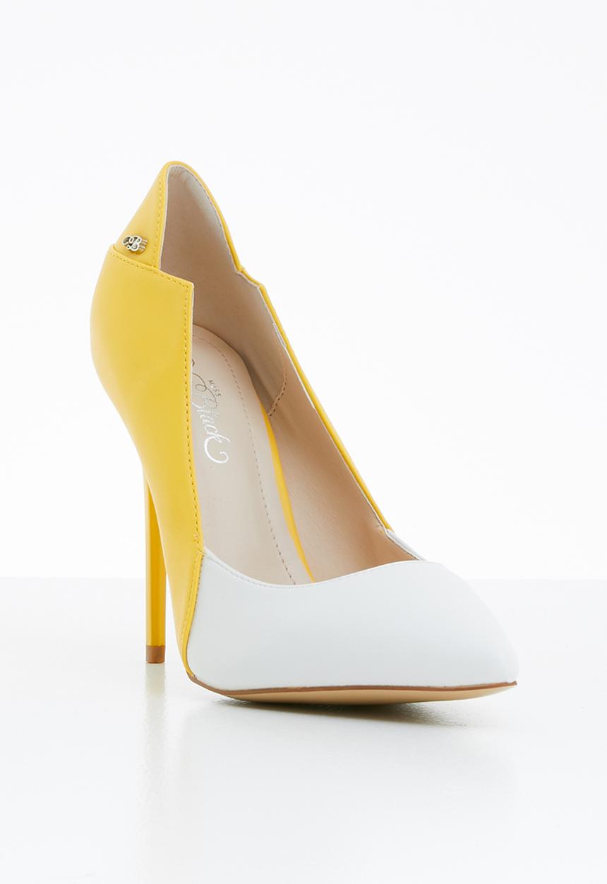 Miss Black - Carida court heels - yellow & white 