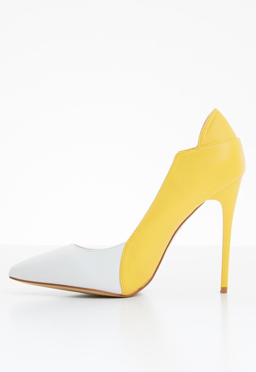 Miss Black - Carida court heels - yellow & white 