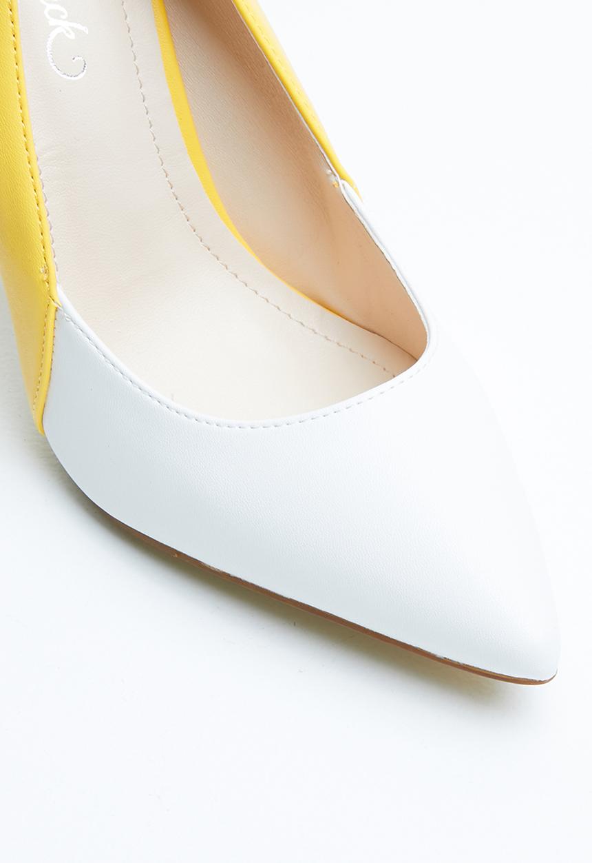 Miss Black - Carida court heels - yellow & white 