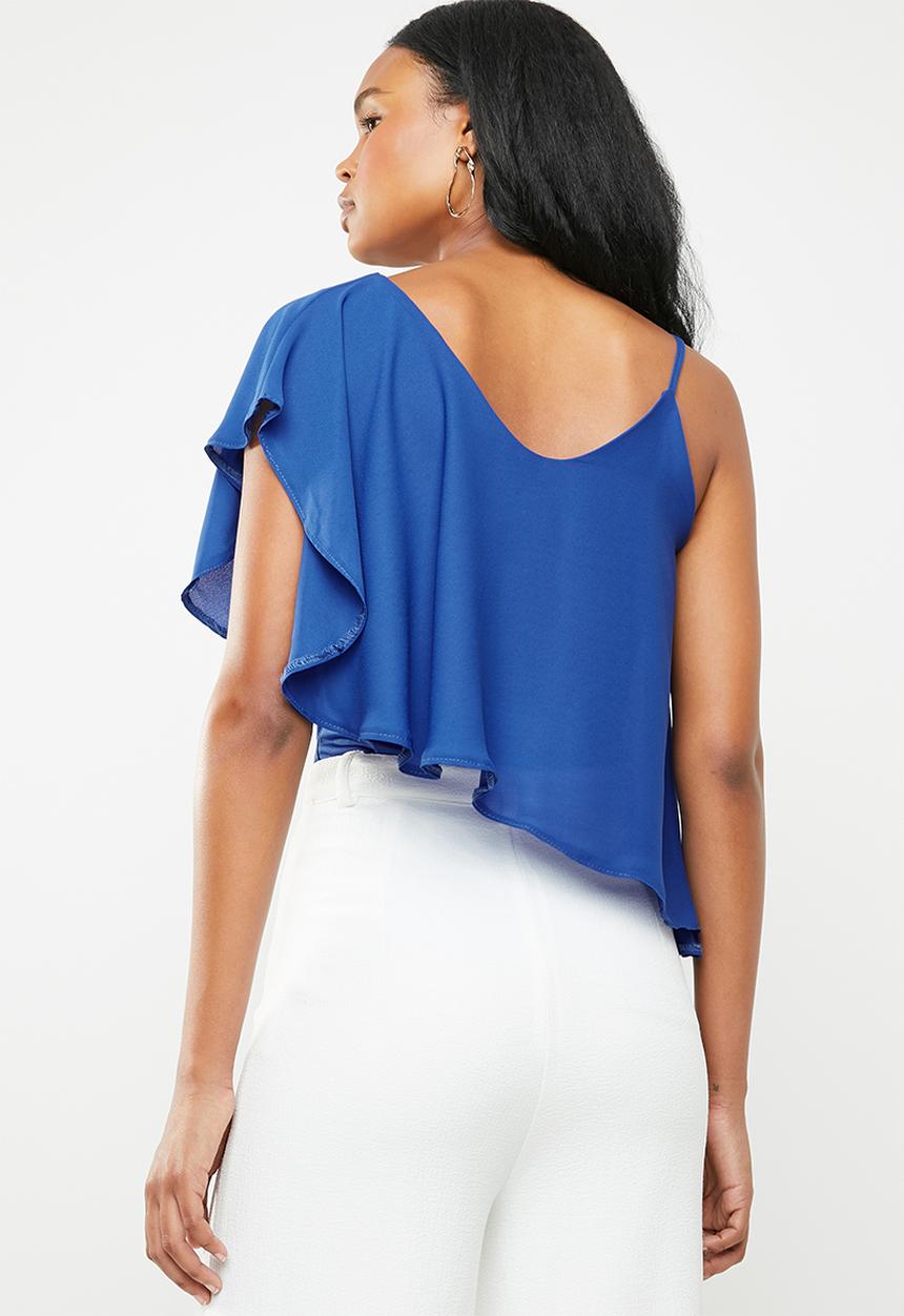 edit - Strappy overlay top - blue