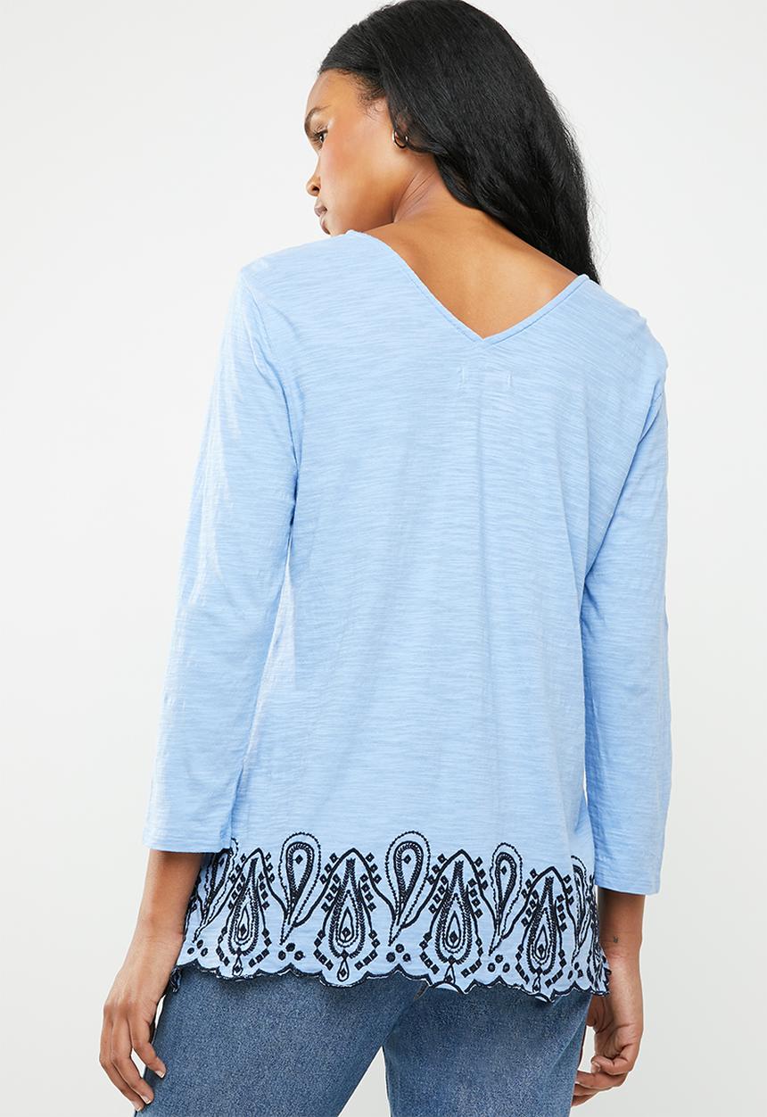 edit - 3/4 sleeve blouse - blue