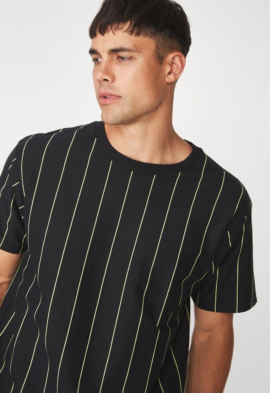 Cotton On - Stripe downtown loose fit tee - black