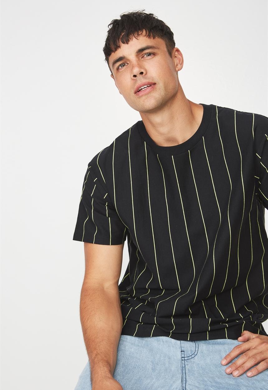 Cotton On - Stripe downtown loose fit tee - black