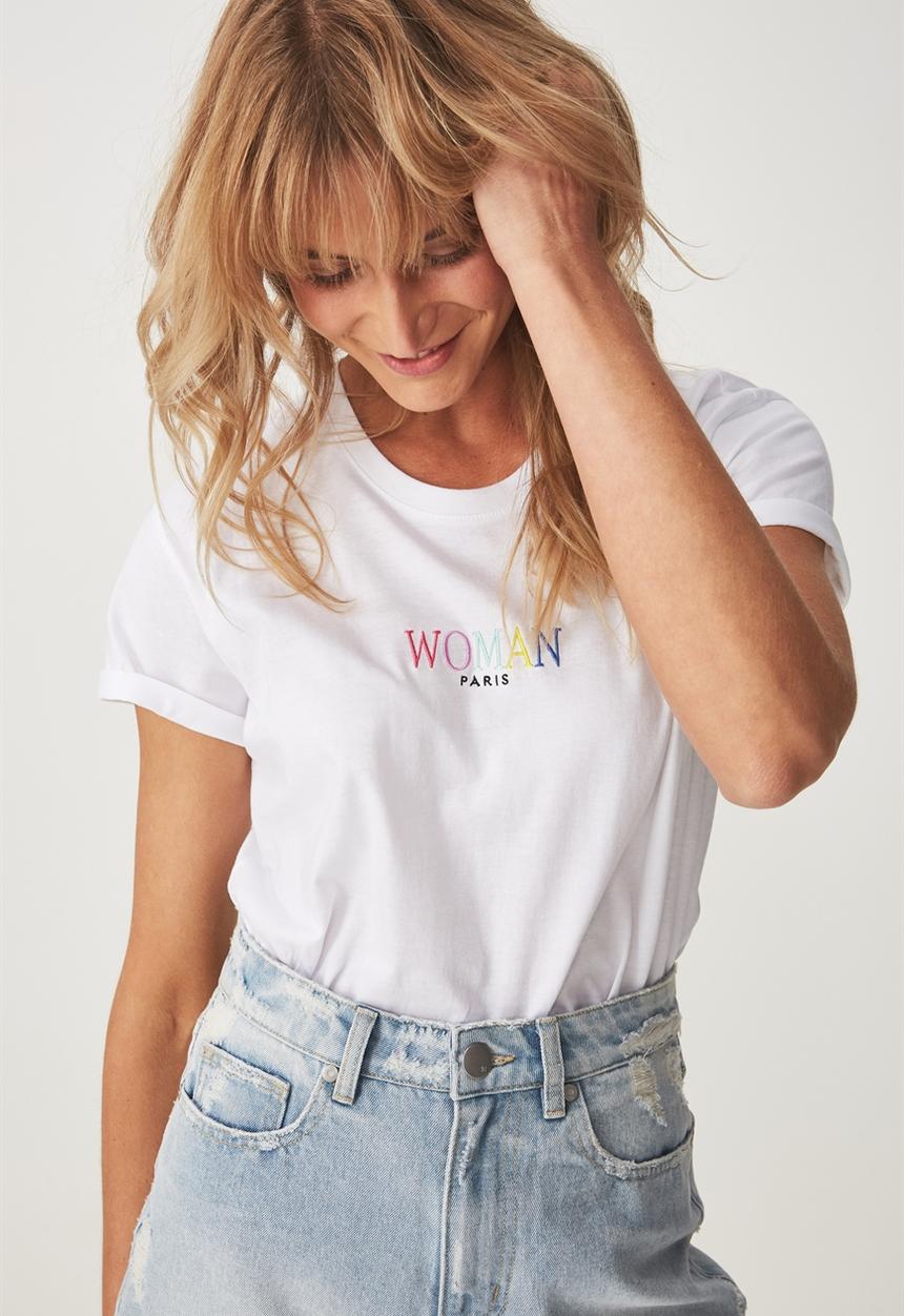 Cotton On - Tbar fox woman paris graphic tee - white