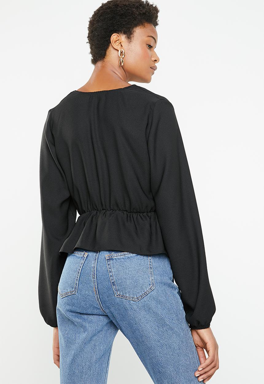 Superbalist - Feminine blouse with peplum - black