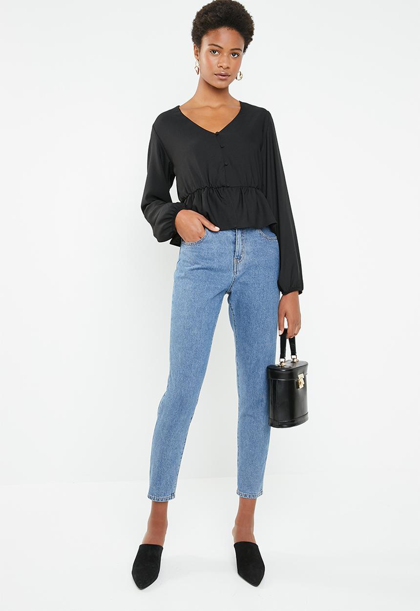 Superbalist - Feminine blouse with peplum - black