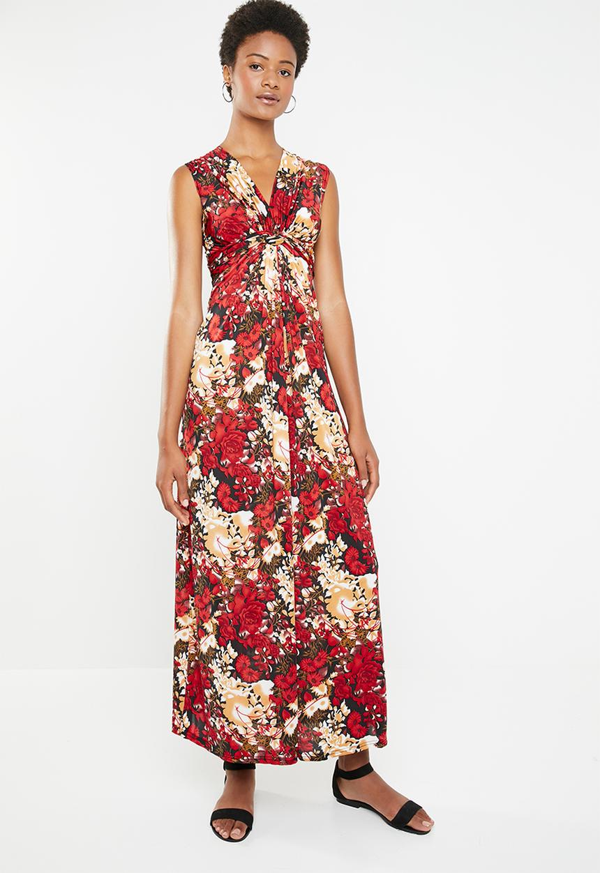 Revenge - Knot detail maxi dress - red