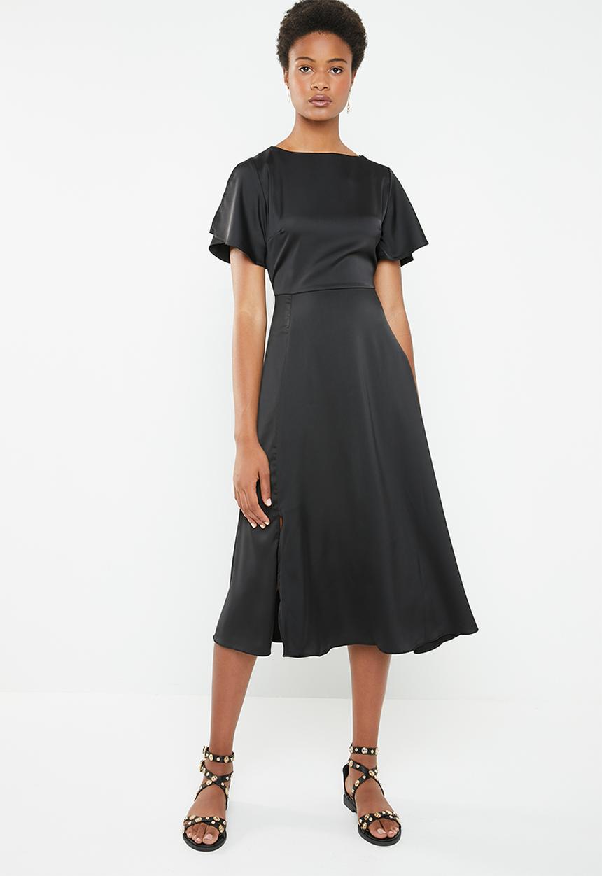 Superbalist - High neck midi dress with slit - black