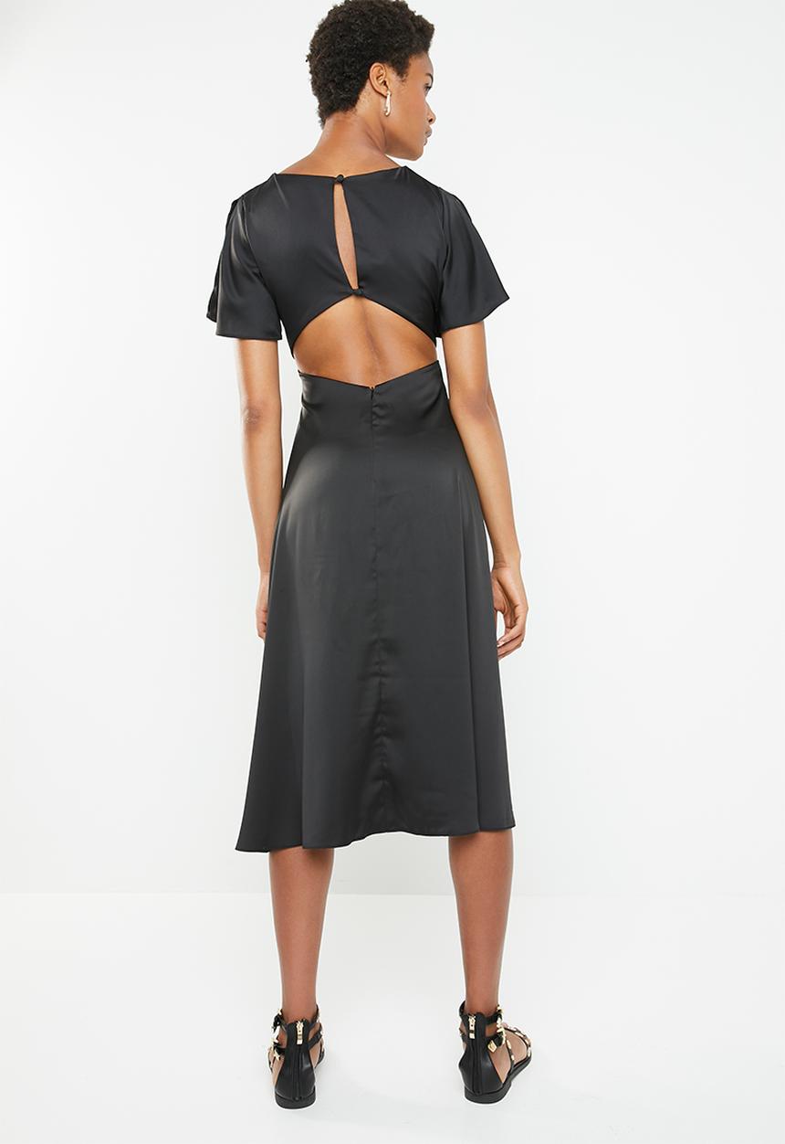 Superbalist - High neck midi dress with slit - black