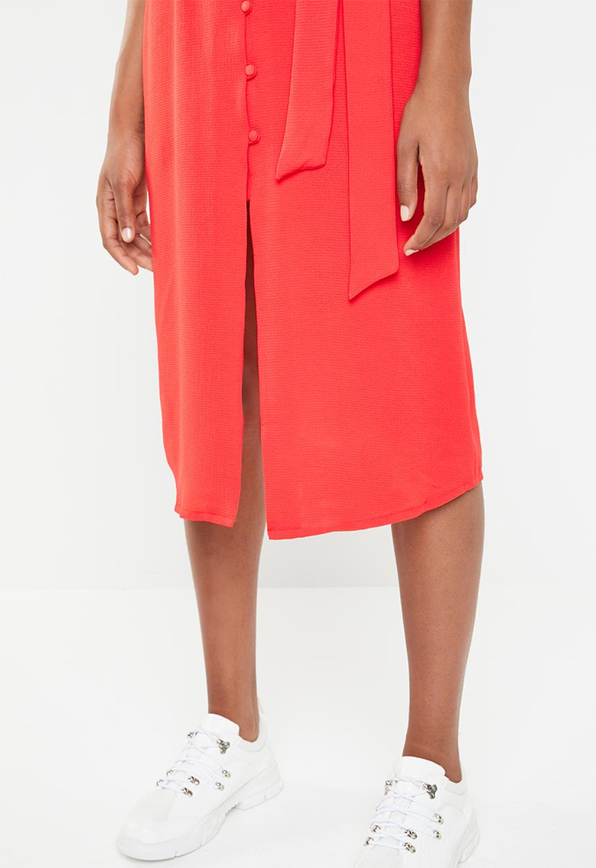 Superbalist - Button through midi dress - coral