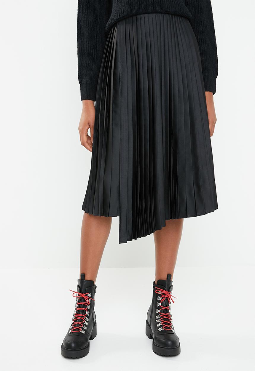 Superbalist - Wrap pleated midi skirt - black