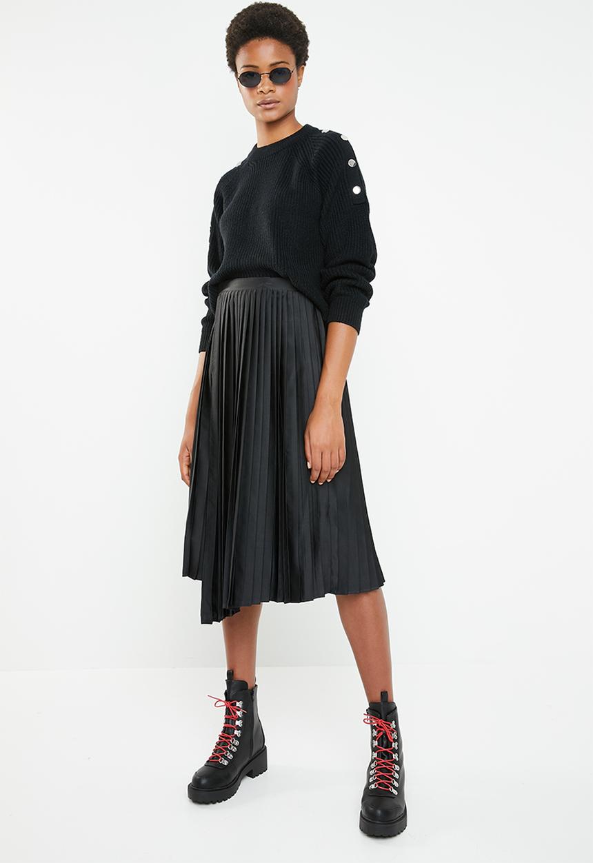 Superbalist - Wrap pleated midi skirt - black