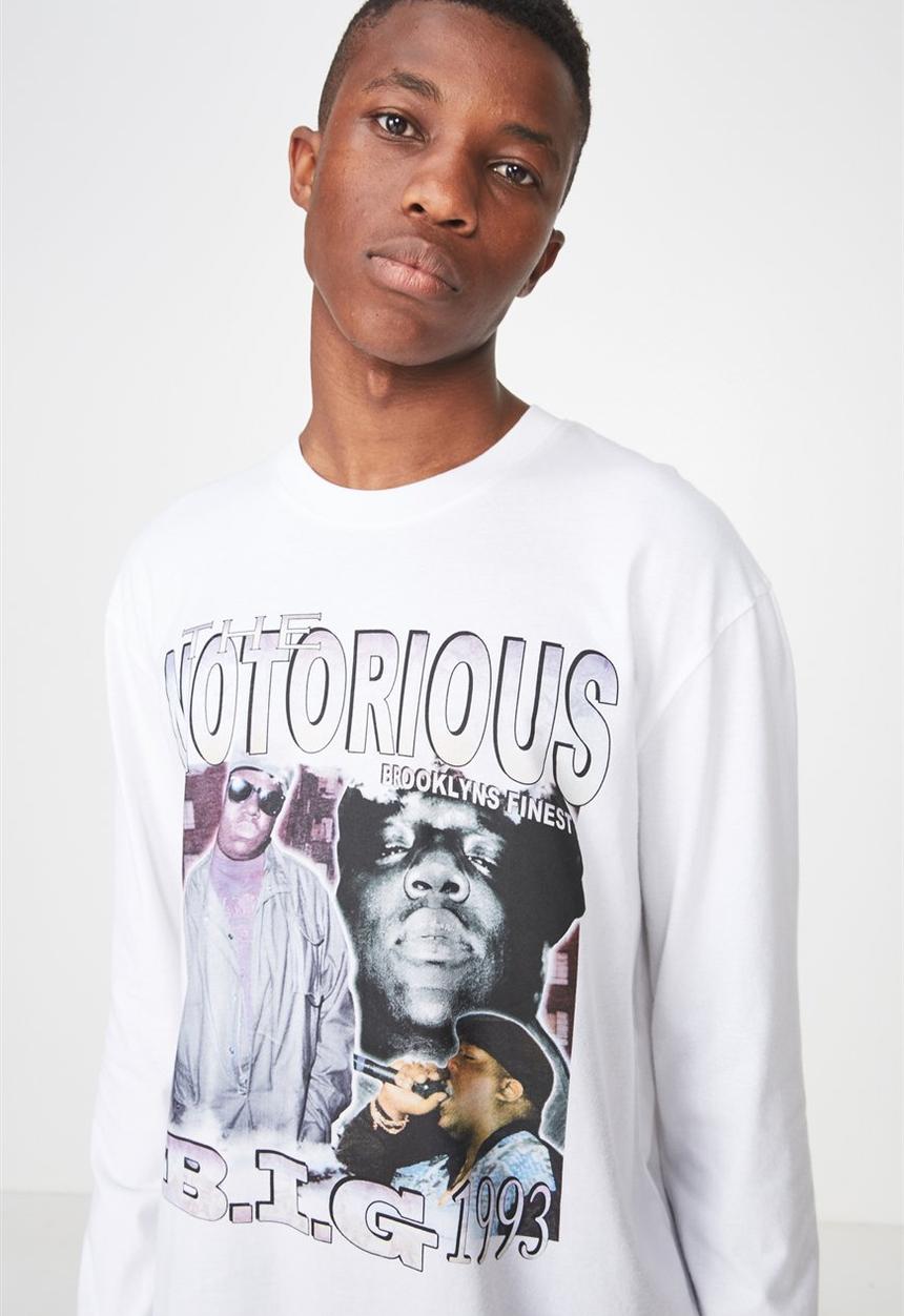 Cotton On - The Notorious B.I.G long sleeve tee - white