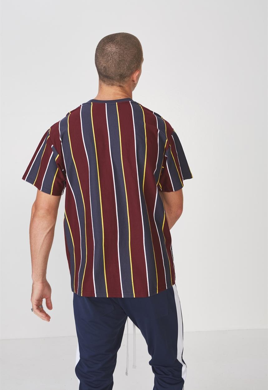 Cotton On - Downtown loose fit tee - burgundy & navy 