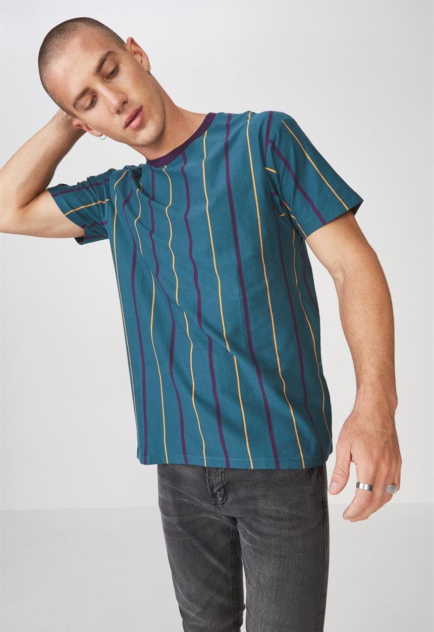 Cotton On - Downtown loose fit tee - blue & orange