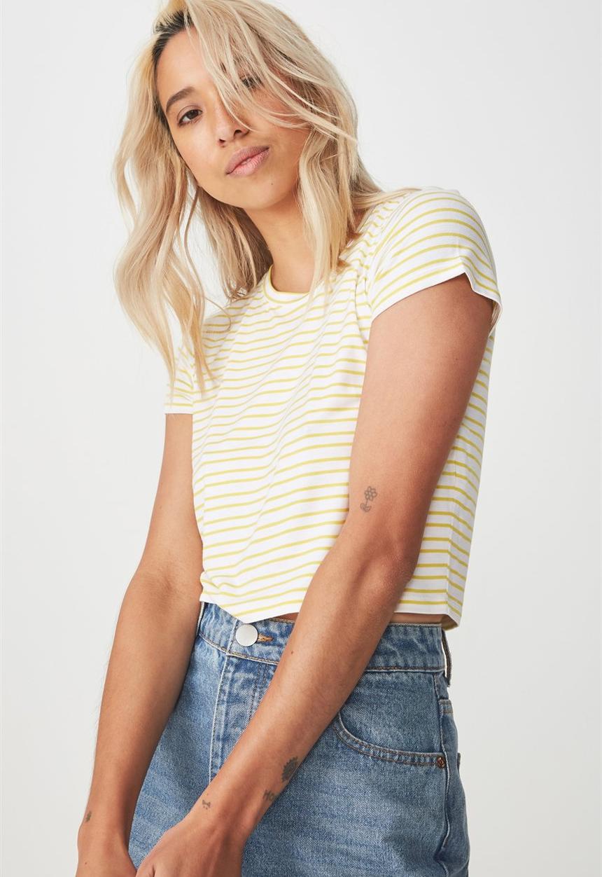 Cotton On - Baby tee - yellow & white 