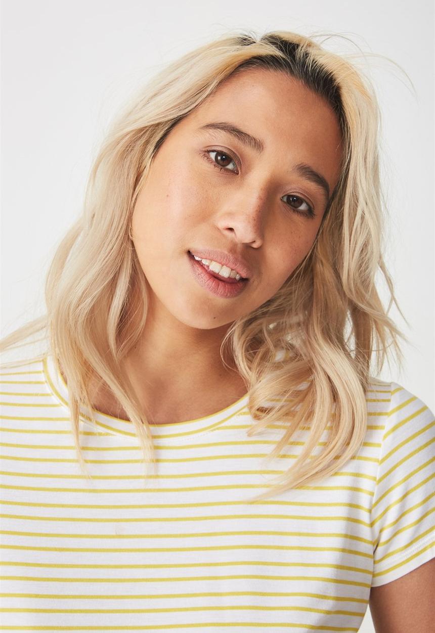 Cotton On - Baby tee - yellow & white 