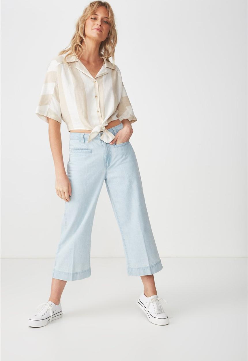 Cotton On - Cute resort shirt - beige & white 