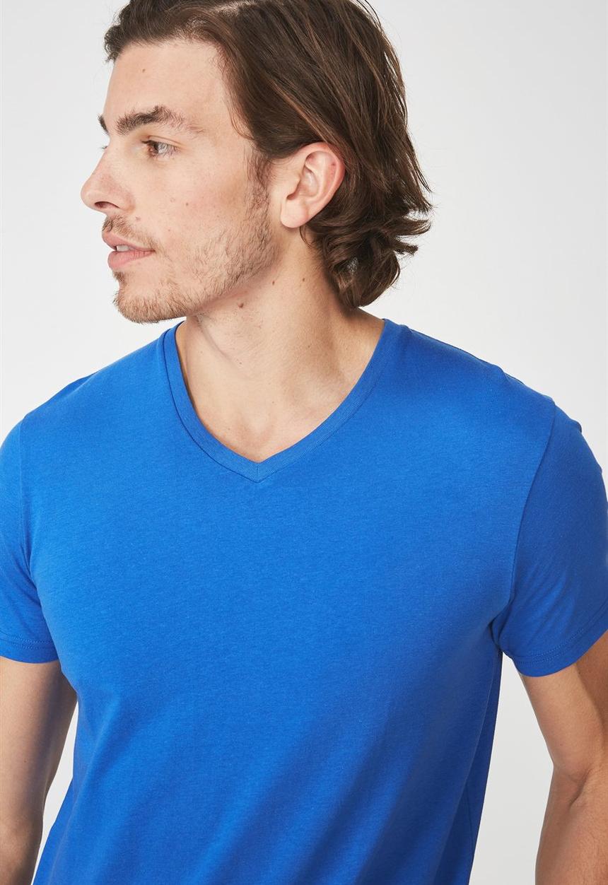 Cotton On - Essential V-neck tee - blue
