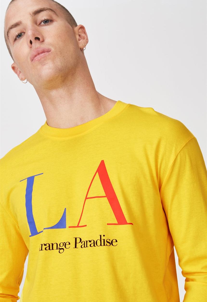 Cotton On - LA paradise tbar long sleeve tee - yellow