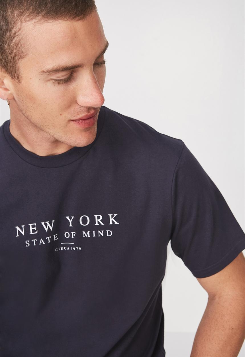 Cotton On - Ny State and mind Tbar tee - navy
