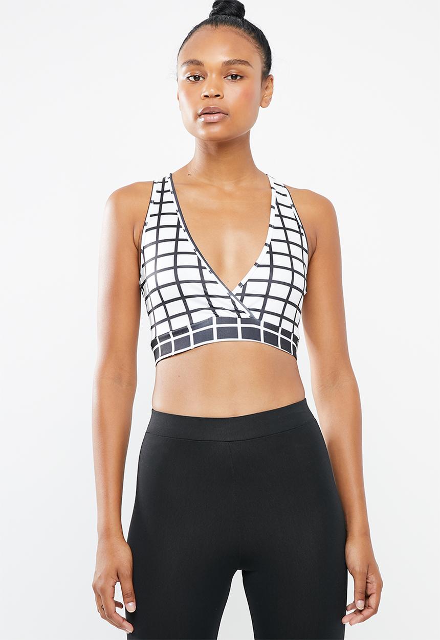 Missguided - Grid wrap front co od training bra - white