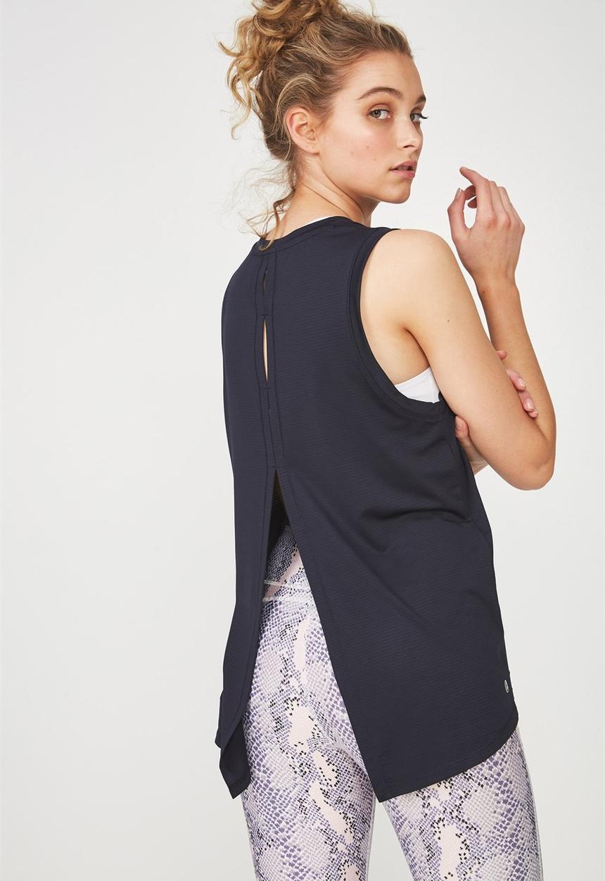 Cotton On - Split back tank top - navy