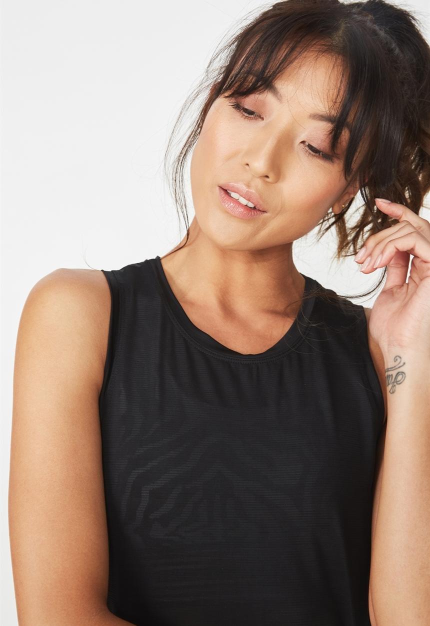 Cotton On - Active scoop hem tank - black