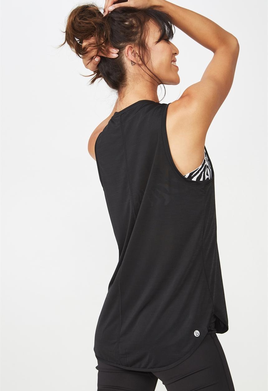 Cotton On - Active scoop hem tank - black