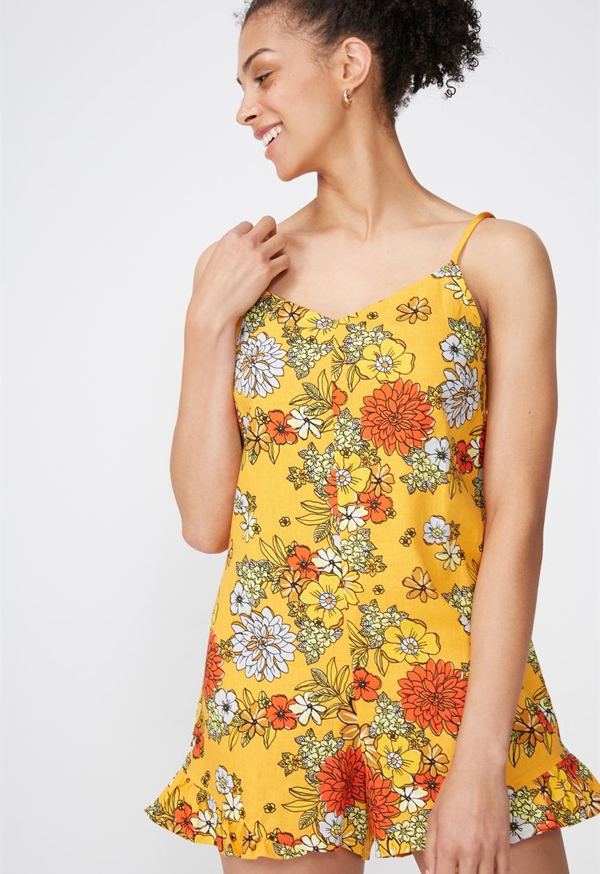 Cotton On - Woven lily strappy frill playsuit - multi 