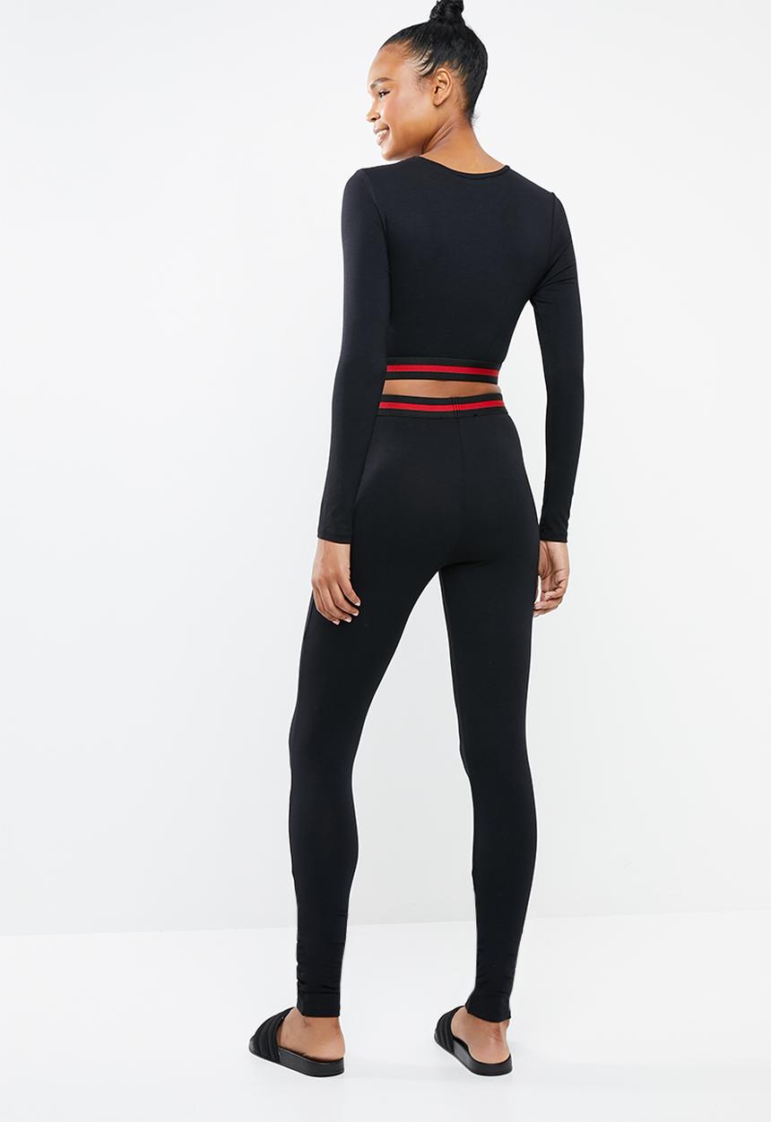 Missguided - Sports stripe lounge set - black