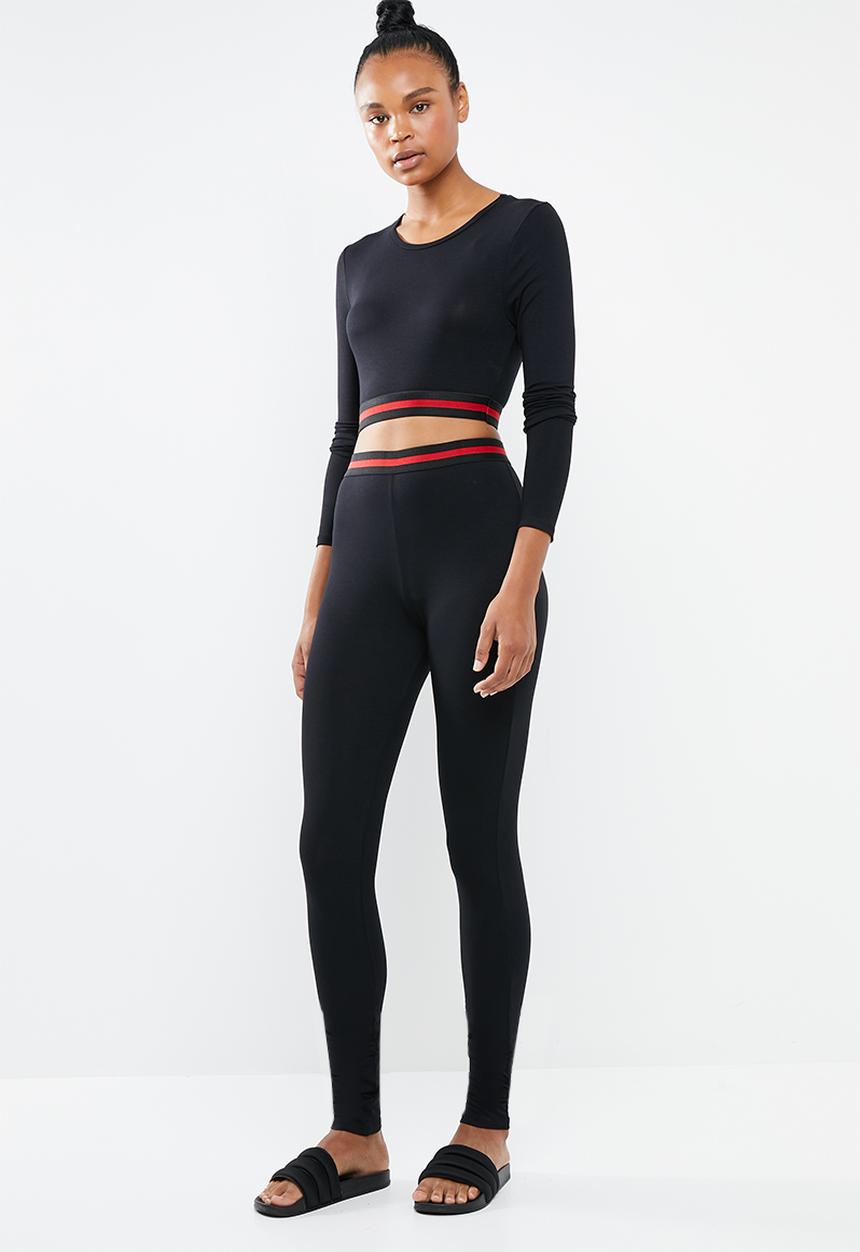 Missguided - Sports stripe lounge set - black