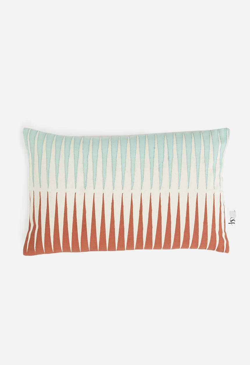 Sixth Floor - Bakari cushion cover - blue & rust