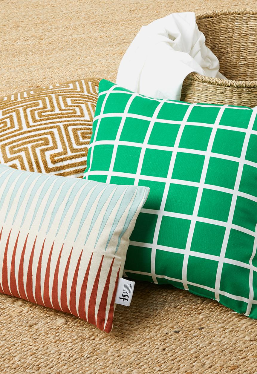 Sixth Floor - Bakari cushion cover - blue & rust