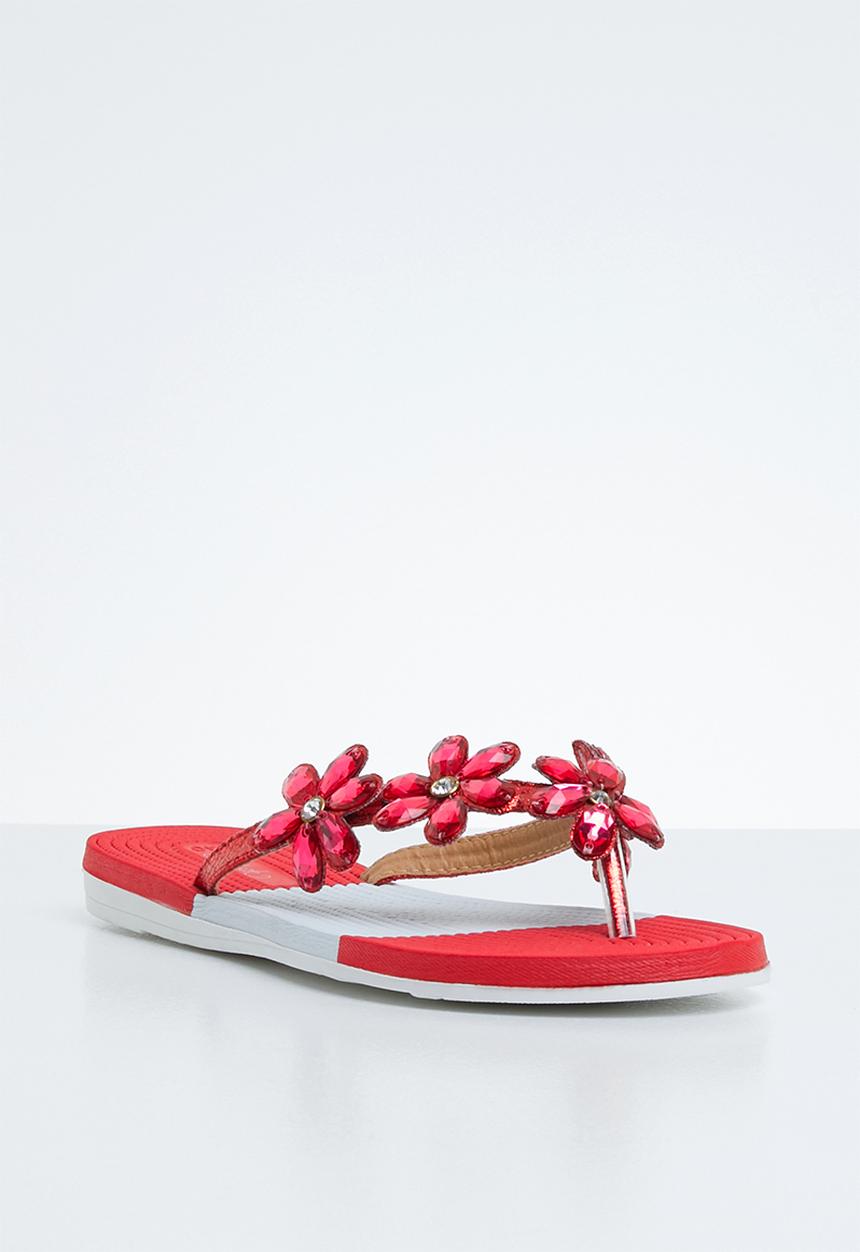 Miss Black - Folle sandal - red & white