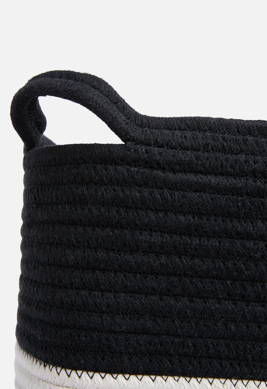 Sixth Floor - Cotton rope laundry basket - black & white
