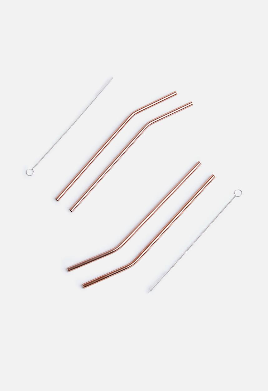 Nicolson Russell - Re-usable straw set of 4 - rose gold